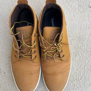Timberland Men's Brown Sneakers with Yellow Laces